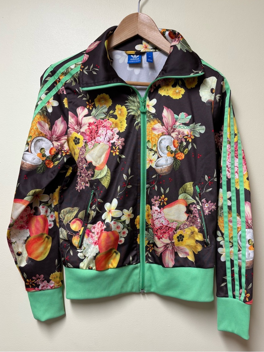 Adidas x Farm Rio Jardim Fruta Floral Track Jacket Green Trim Size Small